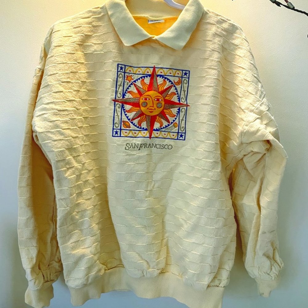 Vintage yellow San Francisco embroidered sweater